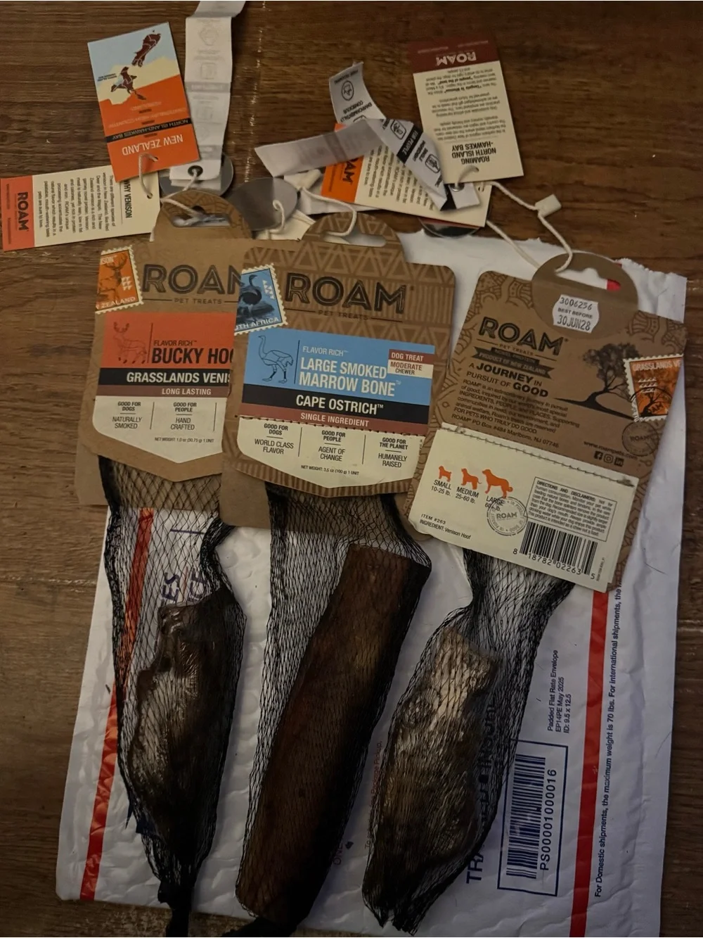 ROAM Dog Bones / Chews NEW lot of 3 tough bully venison & ostrich long lasting
